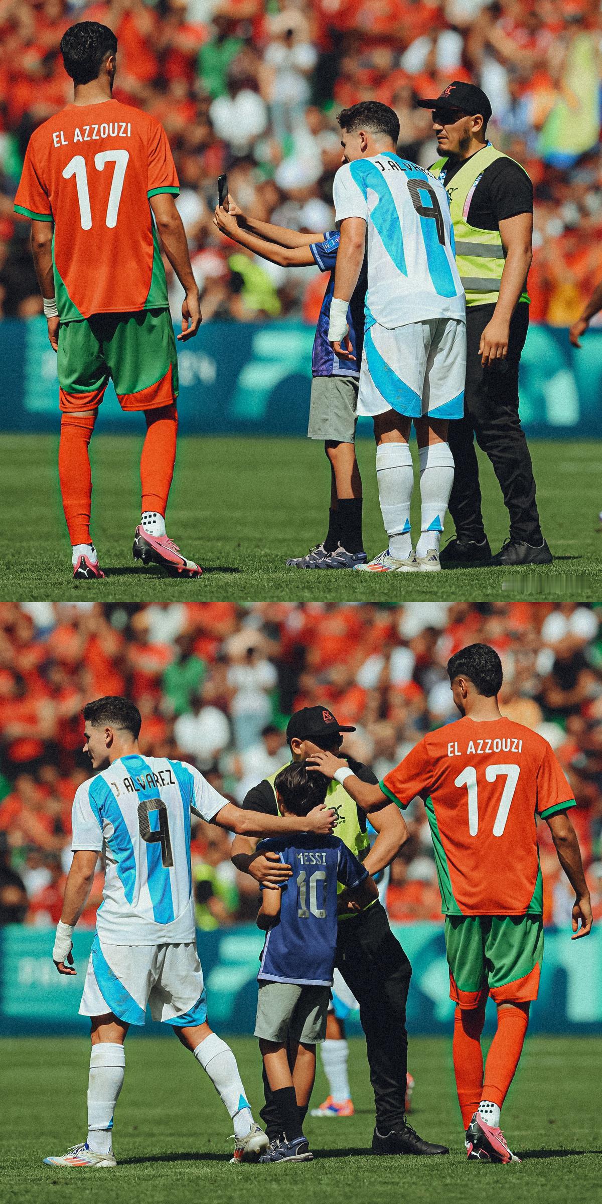 阿尔瓦雷斯和小梅西。🇦🇷#阿根廷2比2摩洛哥##巴黎奥运会# ​​​