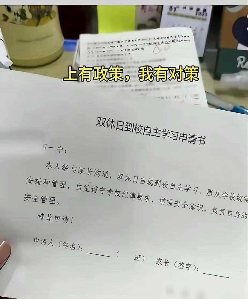 当双休政策撞上周末自习室，教育减负的齿轮终于开始转动，可签字表上的笔迹却悬在半空