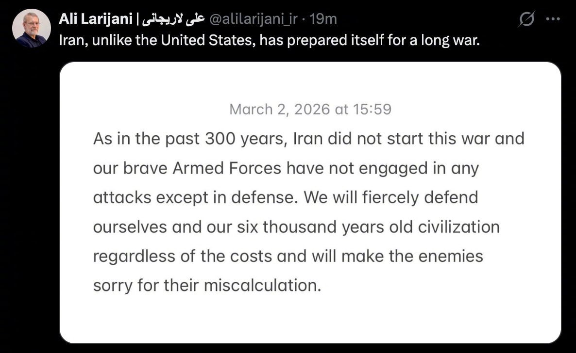 伊朗称已为长期战争做好准备 【伊朗最高国家安全委员会秘书：已为长期战争做好准备】