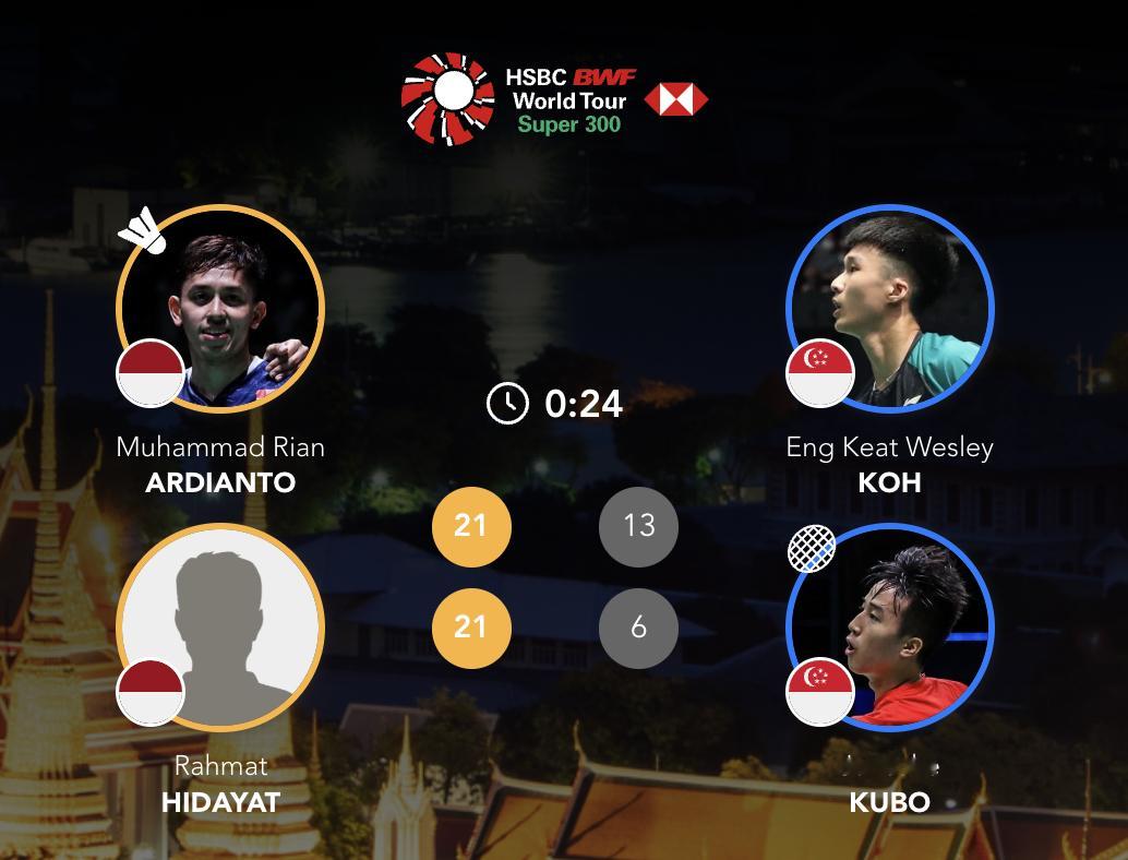 阿迪安托/拉赫马特🇮🇩 21-13、21-6 🇸🇬高永杰/窪纯佑2026