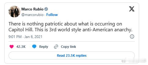 【卢比奥2021年的推文在白宫1月6日推出宣传网站后迅速走红】（MeidaITE