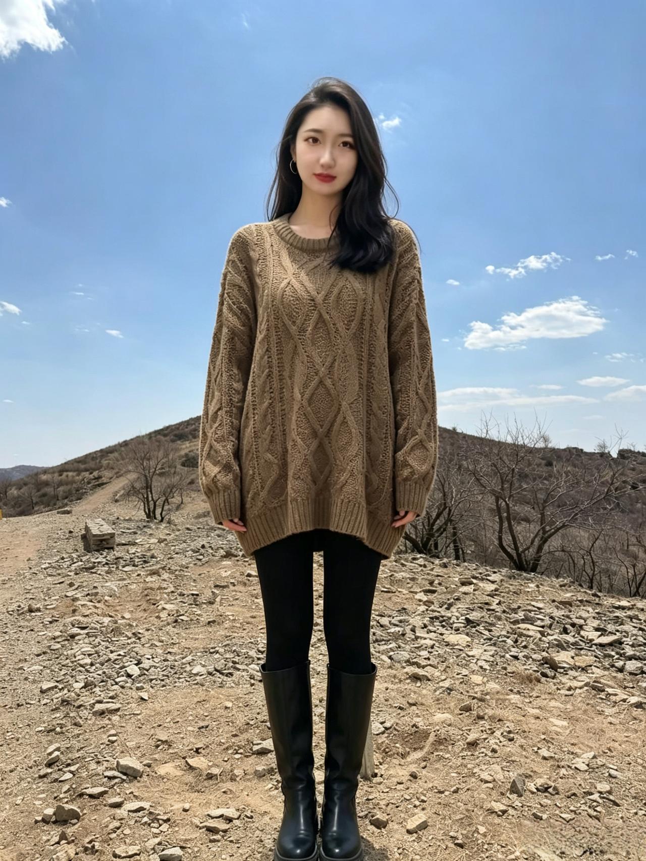 极目层峦入远天，荒坡草色尚含烟。
闲衫静立风前影，不负春山半日闲。