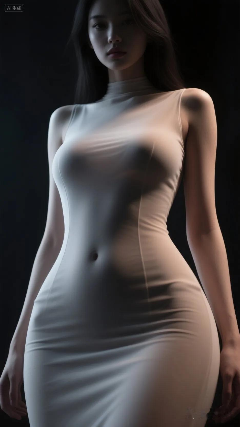 极简白裙，演绎高级质感与完美身材气质白裙 高级小白裙 女款极简风长裙 白色收腰长