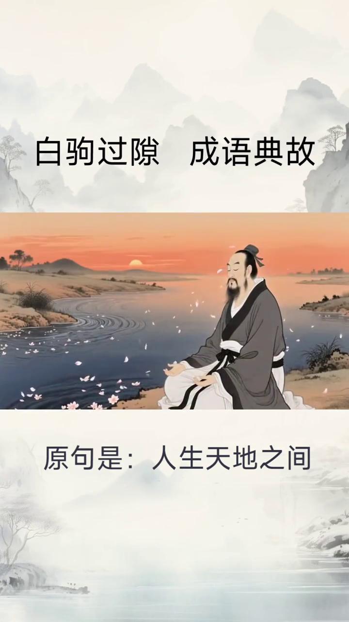 白驹过隙成语典故。
"白驹过隙"出自《庄子·知北游》，原句是：人生天地之间，若白