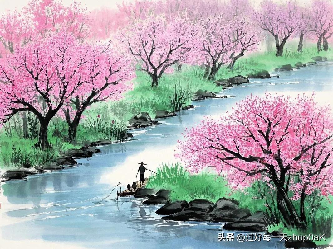 《溪行即事仲春》
——宋·汪莘
竹外夭桃分外明，
一枝折得绕溪行。
春风谁道全无