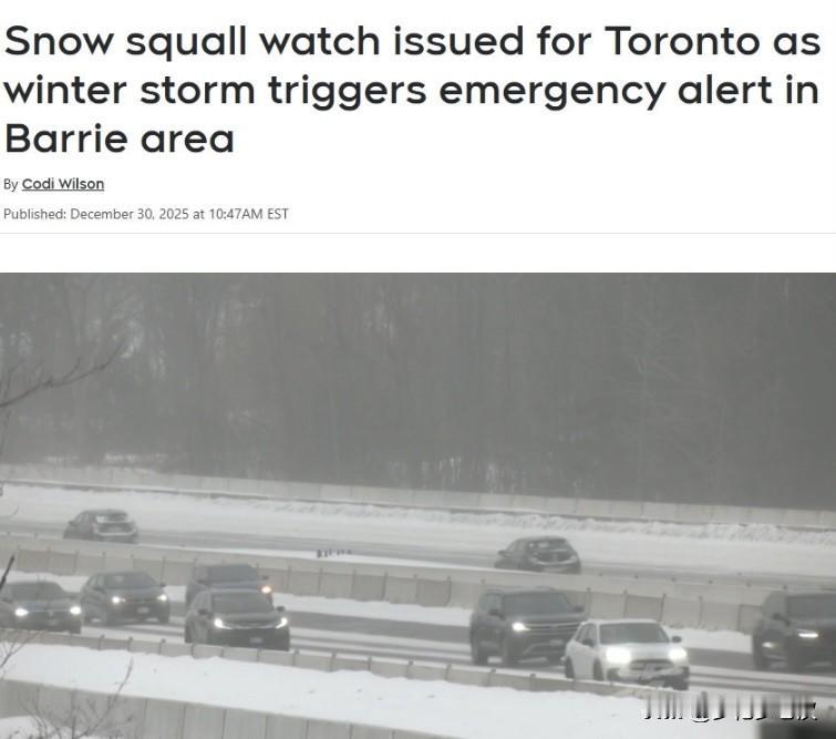 多伦多将迎来最冷元旦，强风+阵雪！

加拿大环境部对多伦多市在内的GTA部分地区