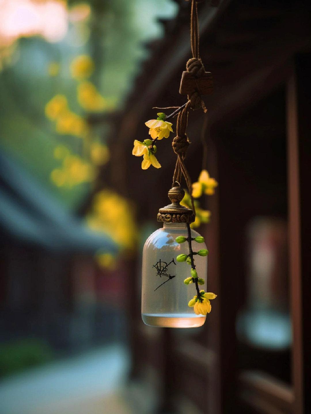 春暖花开的季节，晚饭后坐在自已家门口，往远处眺望。春天里濛濛细雨下的街上，也有百