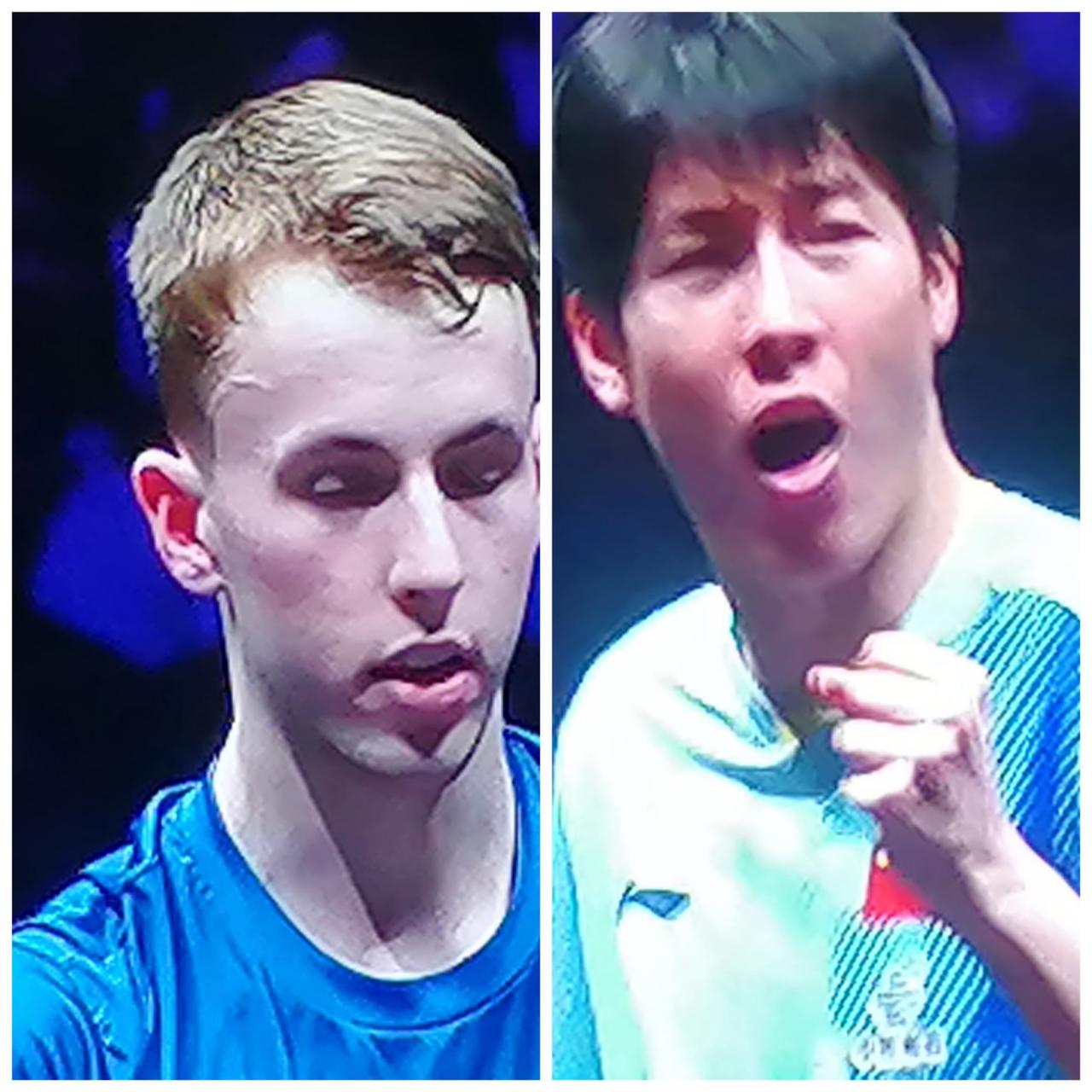 温瑞博今晚的状态爆满，开局就7:0领先。

法国小将科顿也是一位暴力型选手。温瑞