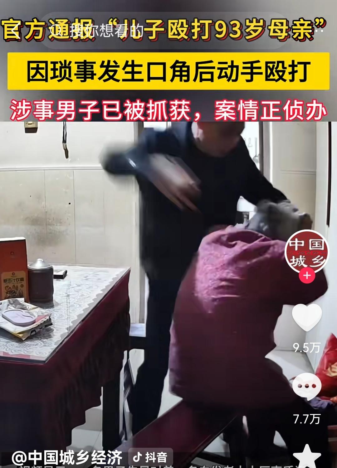 五十多的儿子打九十多的老人，想说三句话：清官难断家务事，慈母多败儿，养儿不妨老。