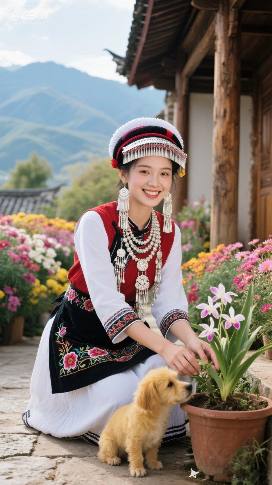 在花海中，与小狗共度美好时光🌸🐶