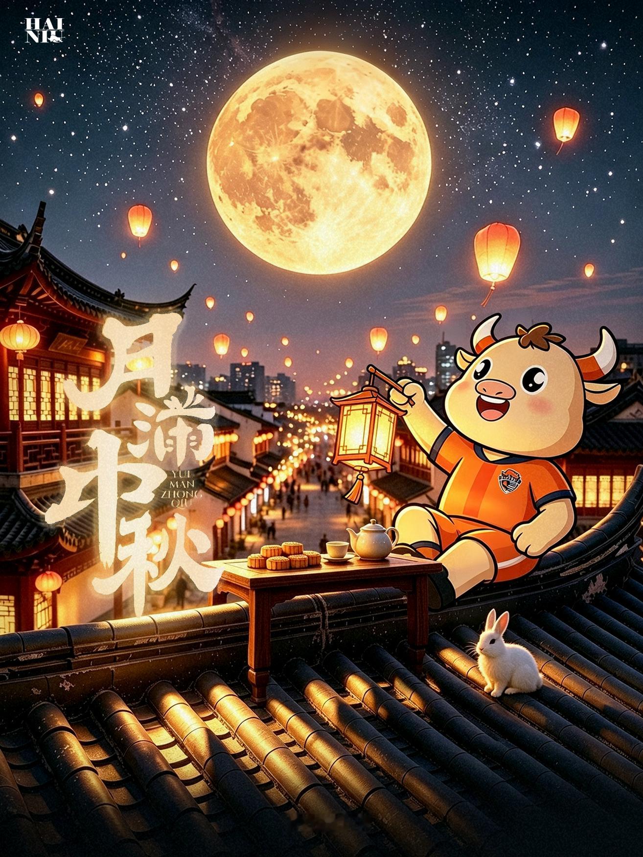 月圆人团圆，绿茵共此心祝大家中秋节快乐🌕青岛海牛[超话] 中秋节 ​​​