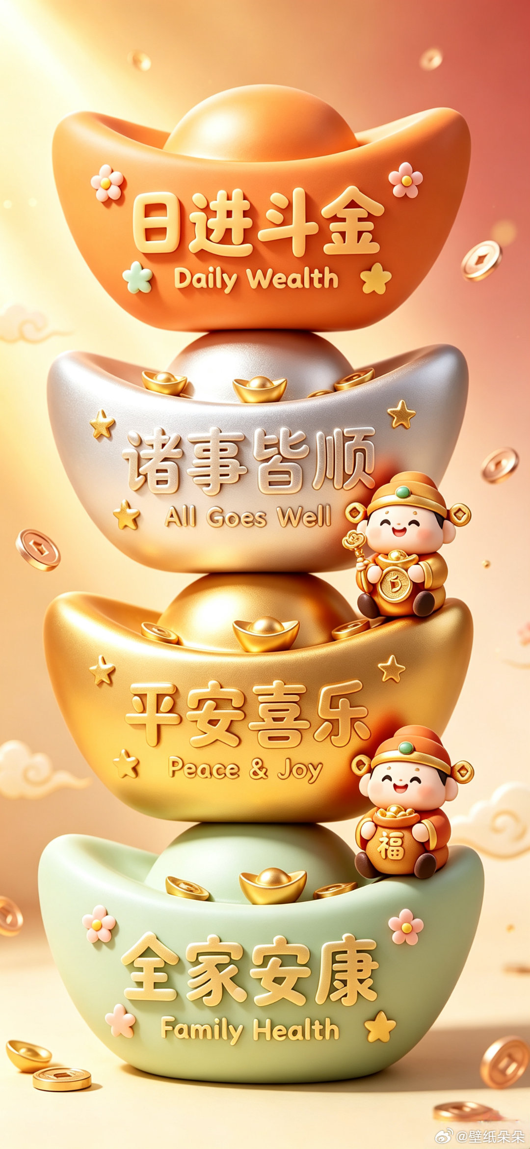 “钱来·发财～ 2026大笔发财顺风顺水顺财神壁纸！” 