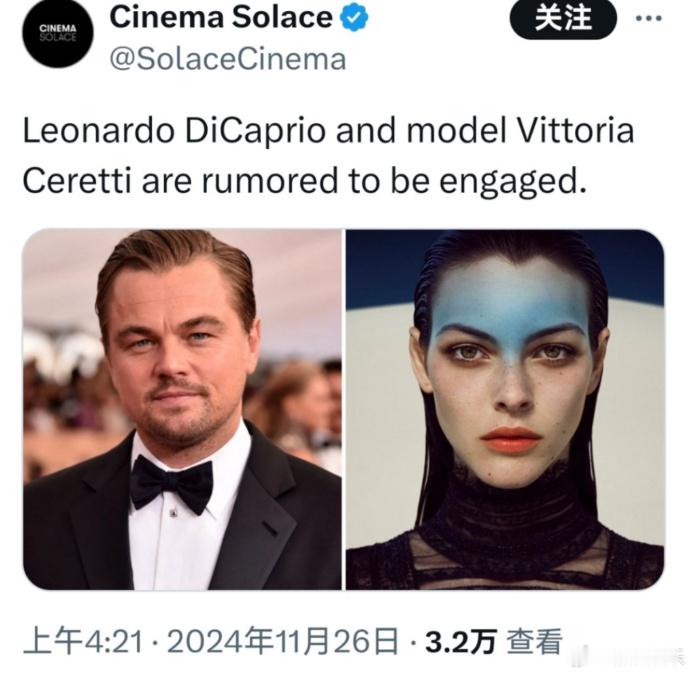 曝小李子订婚  曝小李子和女友订婚  据外媒爆料，50岁“小李子”莱昂纳多·迪卡