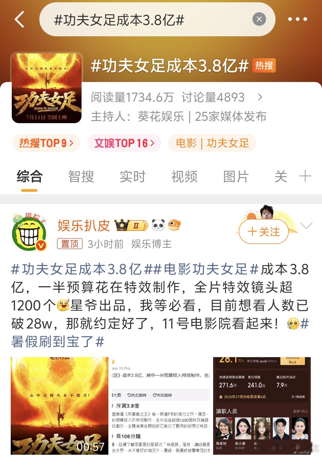 功夫女足成本3.8亿功夫女足需要大量特效吗？3.8亿成本什么概念，如果这是真的那