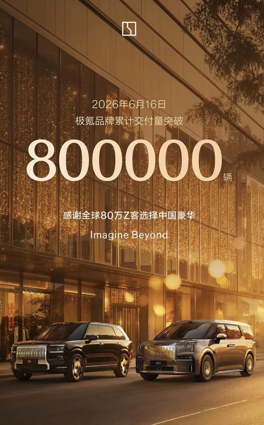 极氪总销量破 80 万辆了！极氪猎装家族（极氪001 + 007GT），累计交付