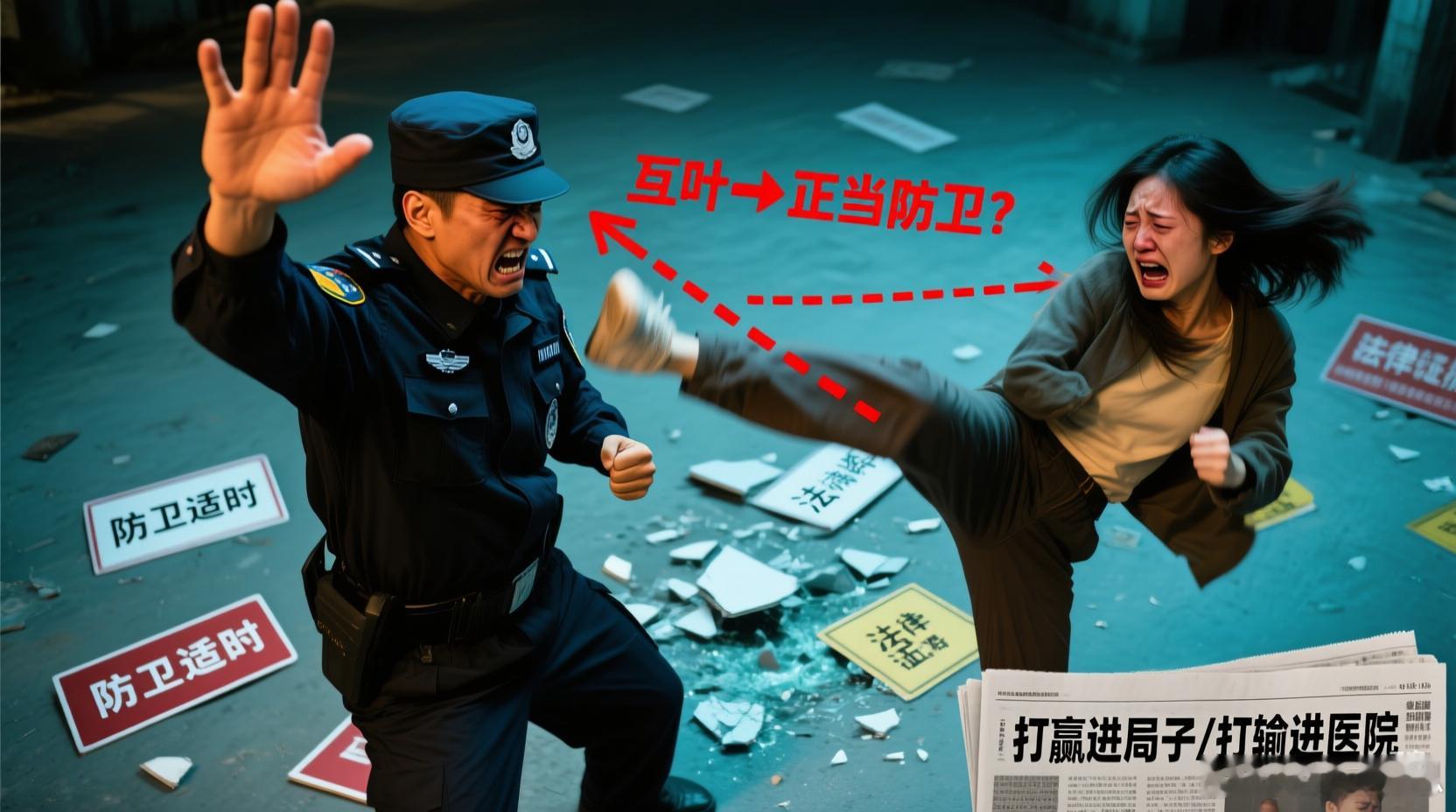 保安掌掴踹自己女子：正当防卫，还是互殴？这事儿不复杂。你踹我，我打你，来来回回几