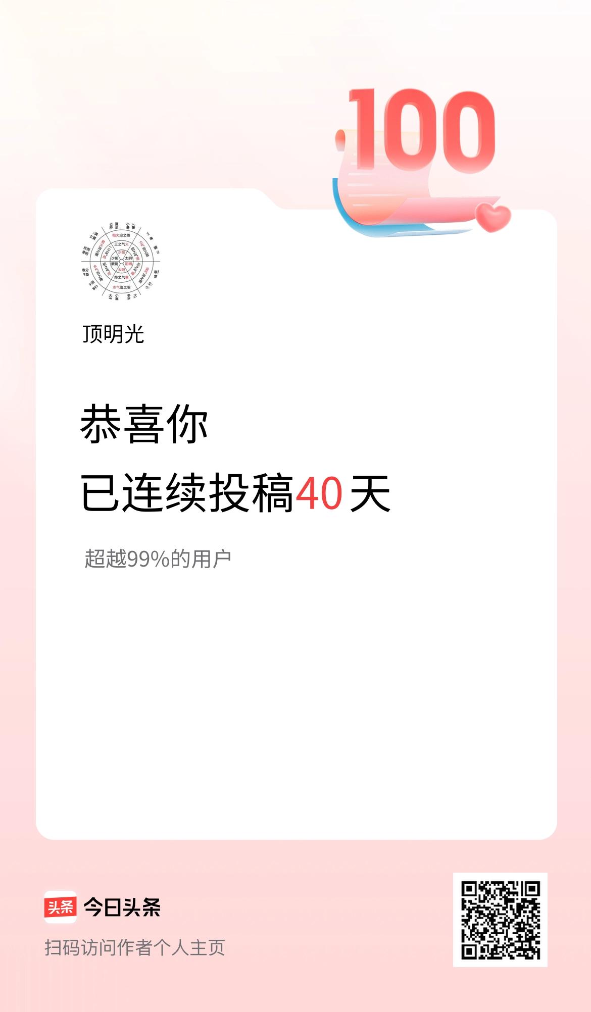 我在头条连续投稿40天