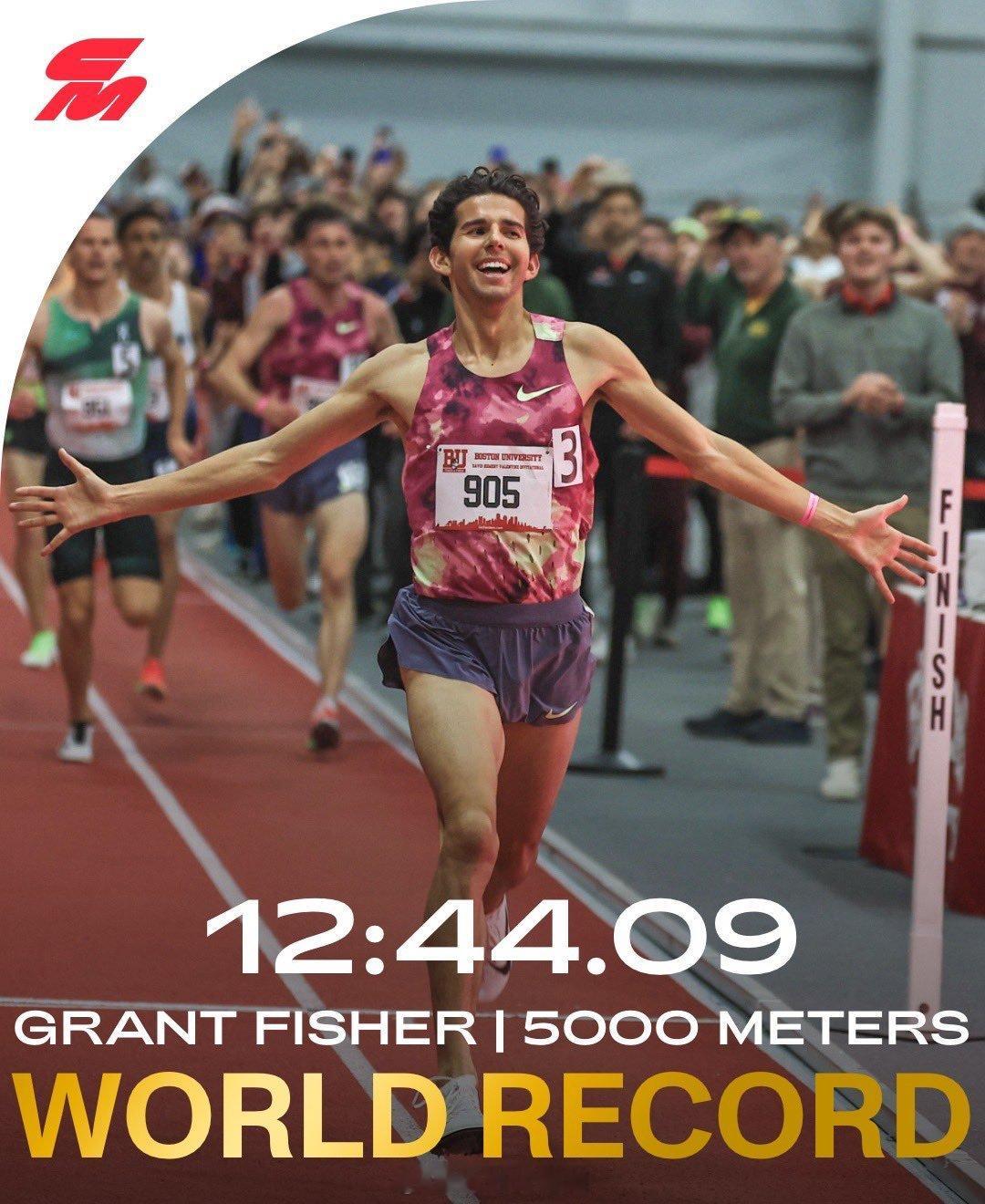 Grant Fisher 格兰特费舍尔短道3000米世界纪录  后马上再拿下50