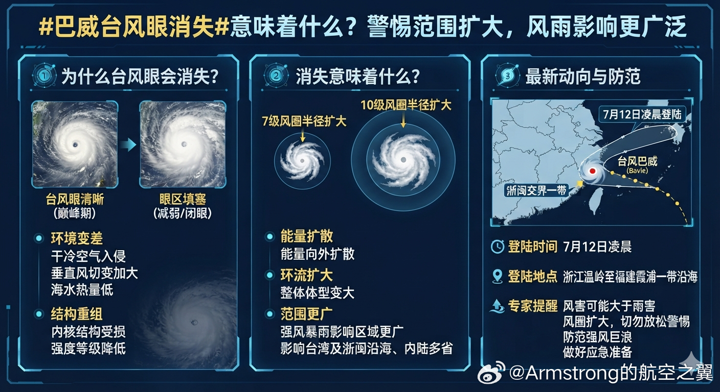 巴威台风眼消失 根据中央气象局及气象专家的最新研判，这一现象在气象学上被称为台风