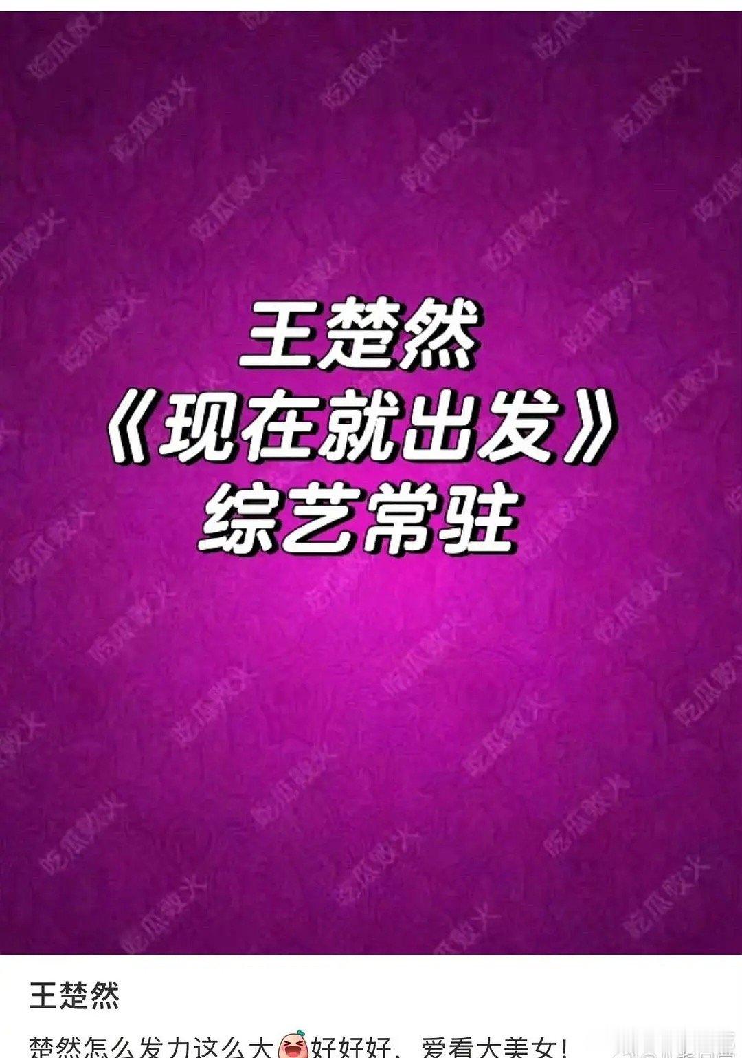 王楚然拿下现在就出发女常驻，这个饼对女明星来说是好饼吗？之前是金晨现在换王楚然，
