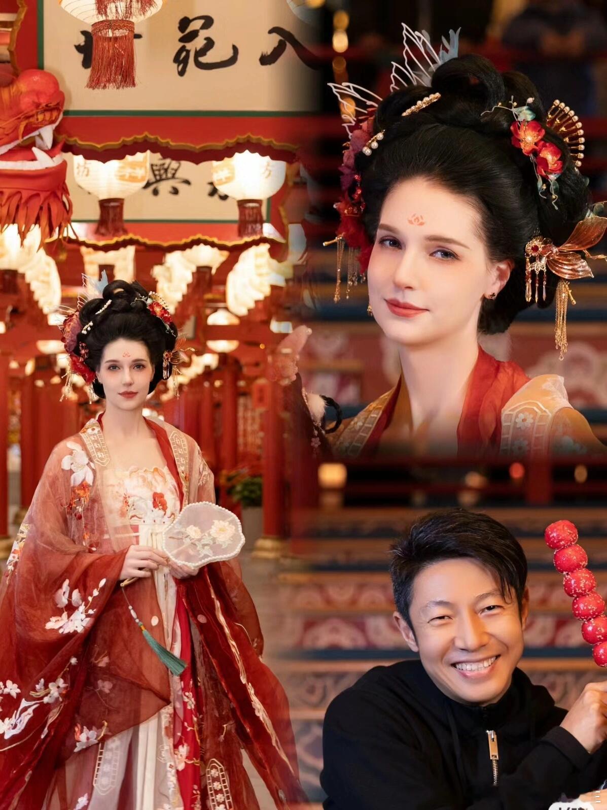 撒贝宁妻子李白汉服写真，穿上汉服的李白好惊艳，难怪当时站在一旁的撒贝宁眼睛都看呆
