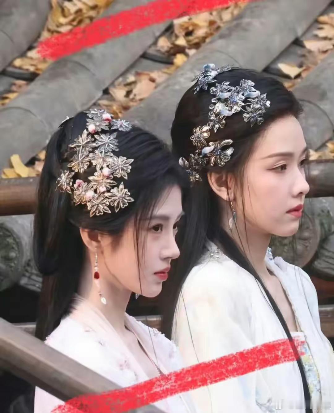 鞠婧祎、陈都灵的同框侧颜生图，两位姐姐的仪态都好好！太养眼啦！ 