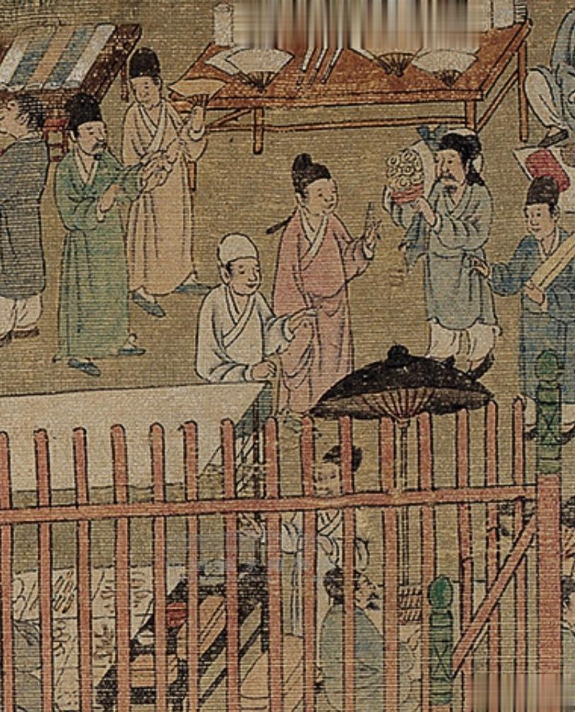 明代写实绘画中的唐巾粉色道袍搭配 ​​​