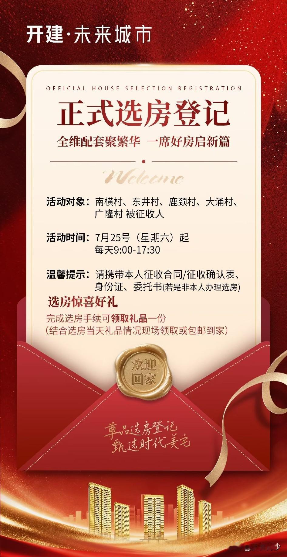【开建未来城市开启房票选房了！】在之前进行集中看房之后，珠江街新盘终于开启村民房