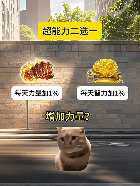 假如这两个超能力可以二选一，理论上选哪一个才是最强的？
１．每天力量加1%
２．