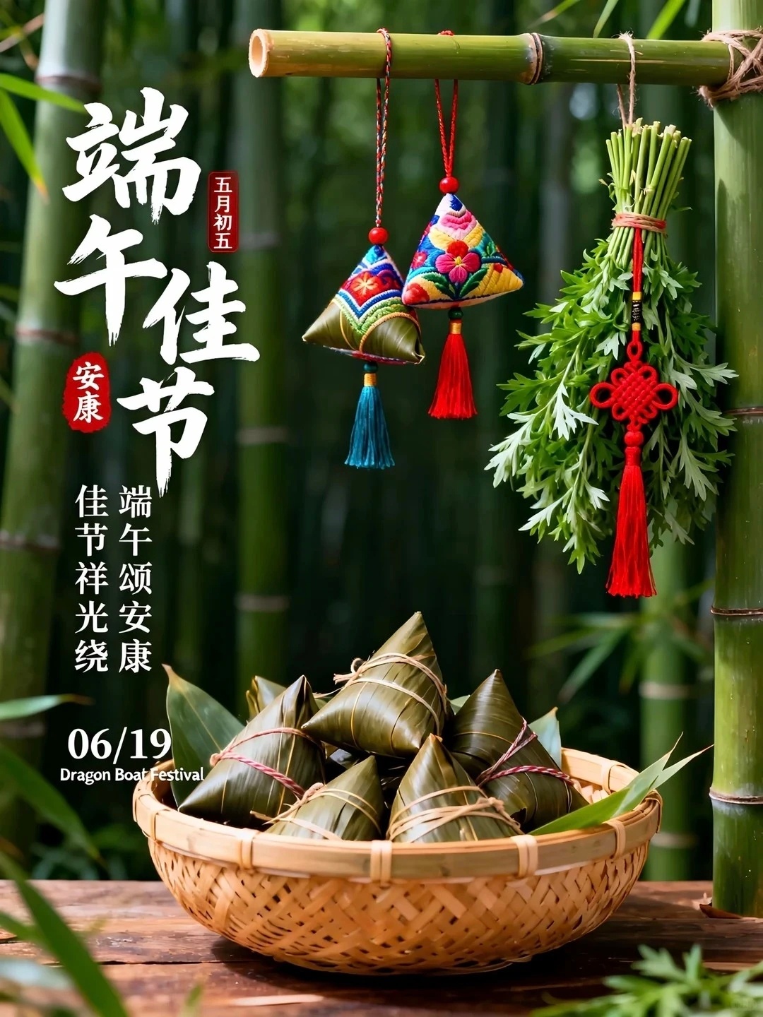 年年岁岁过端午，岁岁年年粽飘香，祝平安喜乐，花朝月夕多胜意；愿人间芳华，岁岁年年
