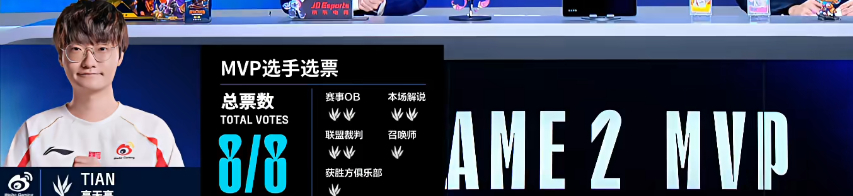 第二局Tian神10-0超神获得全票MVPAL对战WBG2025LPL季后赛20