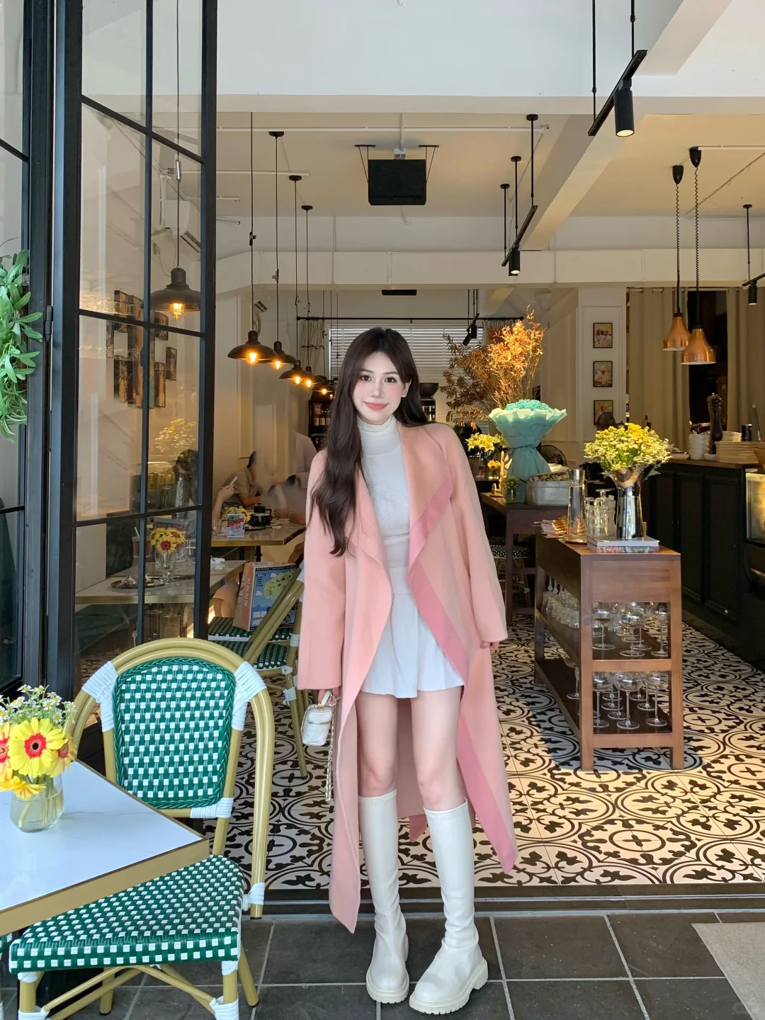 降温大衣穿搭🌷是温温柔柔的粉色系～