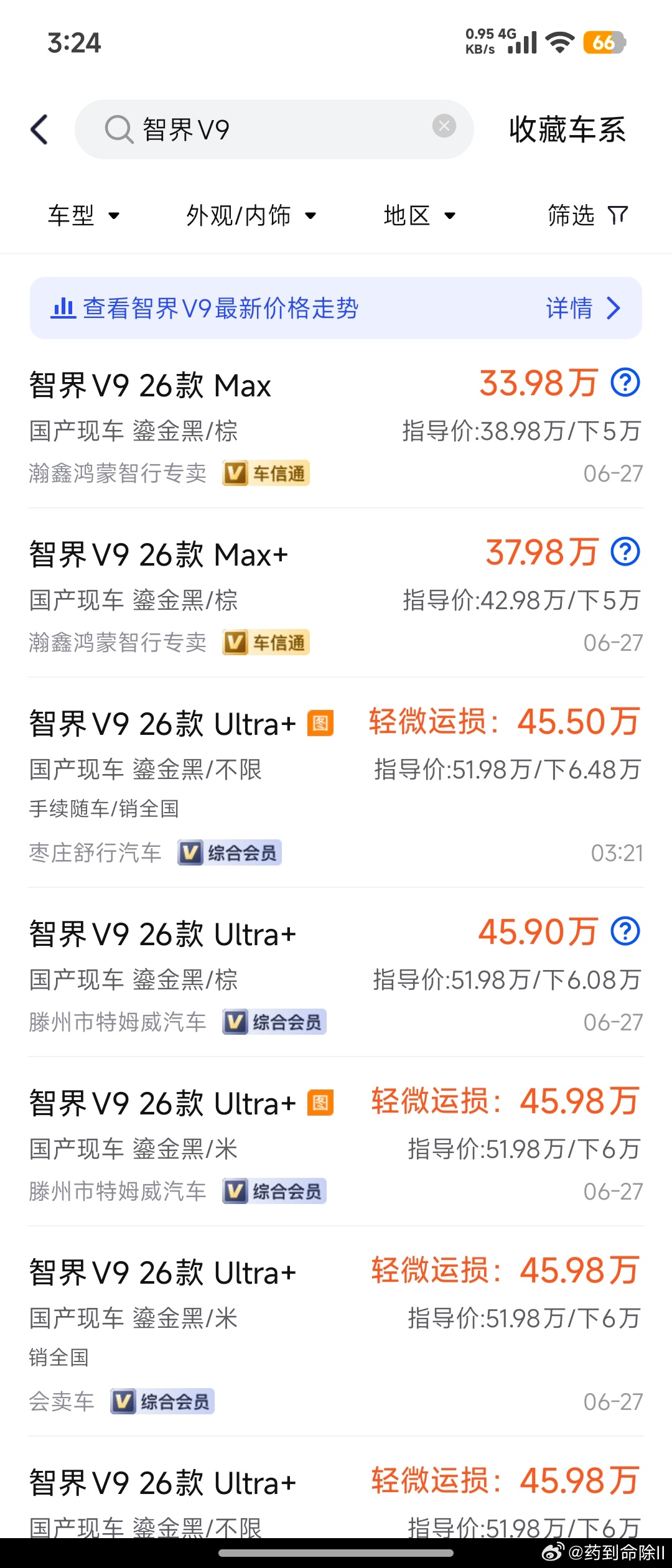 在车行168中翻了翻各个车型的二网批发行情 