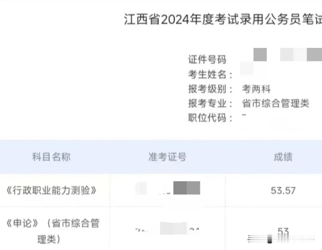 家中考公考编的成绩出来了。
行测考了53.57分。
申论考了53分。
果然很是大