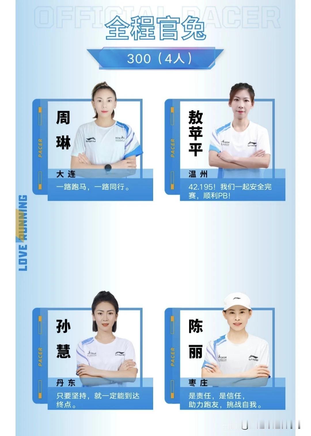 厉害了鲅鱼圈马拉松！
刚刚鲅马公布了官方配速员，不看不知道一看吓一跳，全马300