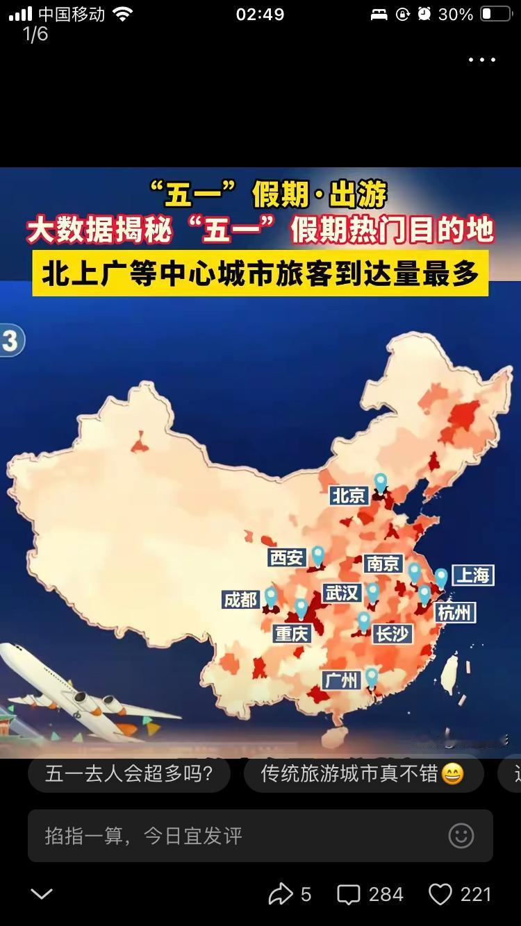 大数据揭秘：五一游客，都集中在哪里。
         福建，只有福州，到达人数
