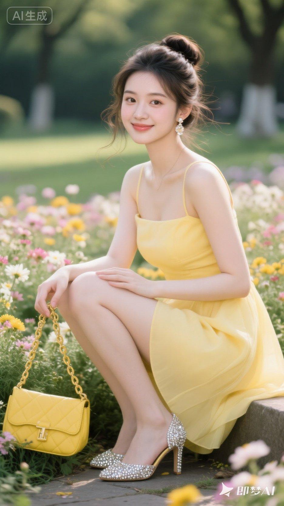 夏日清新穿搭指南：黄色连衣裙与闪亮高跟鞋的完美搭配