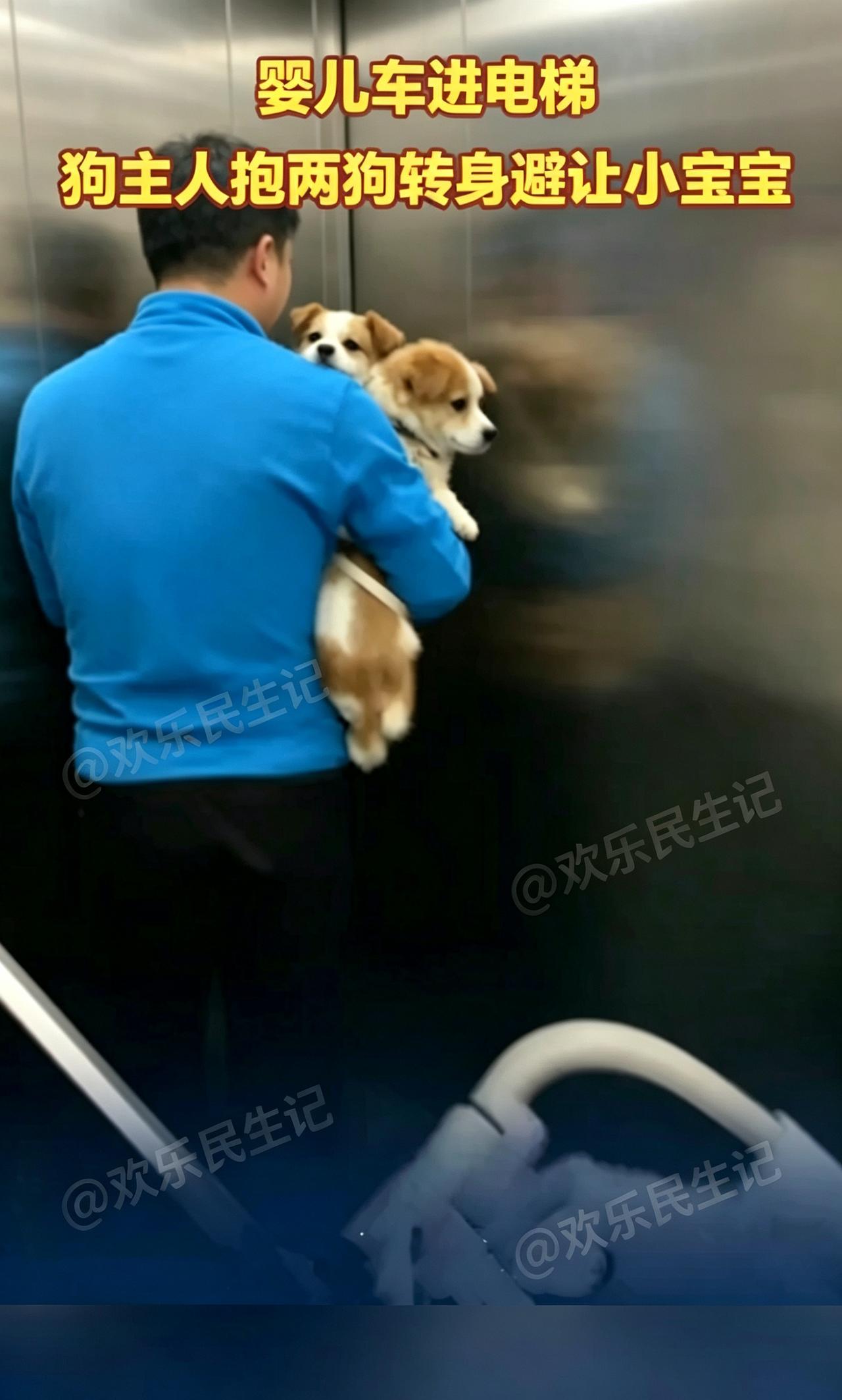 细节见人品，养犬更显素养。

9月18日在甘肃，有邻居推着婴儿车准备搭乘电梯，同