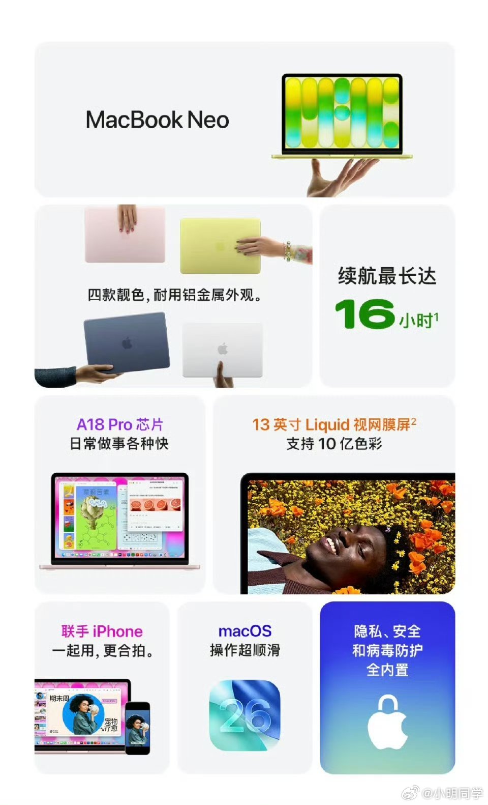 MacBookNeo定价4599元起 这是苹果史上最便宜的一款笔记本了。搭载iP