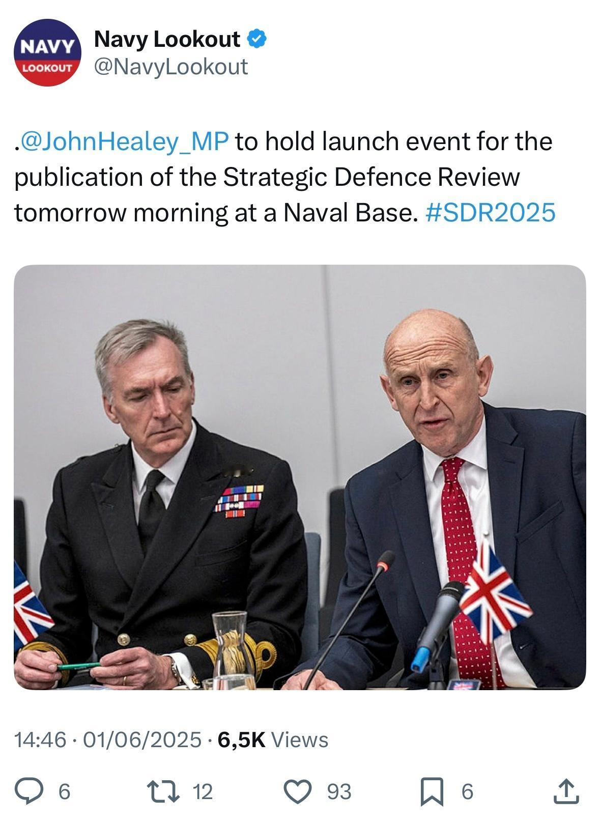 烽火问鼎计划  关于被🇬🇧国防部“拖延许久”的SDR 2025的一些消息：1