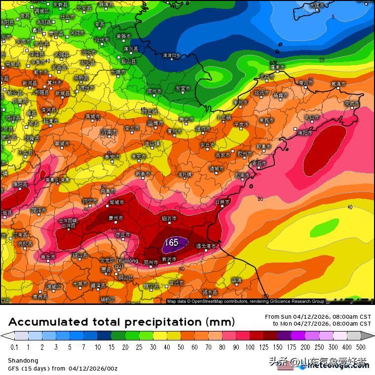 【中期降水预测:山东降雨先少后多，下旬有望转为偏多趋势！】

今天是2026年4