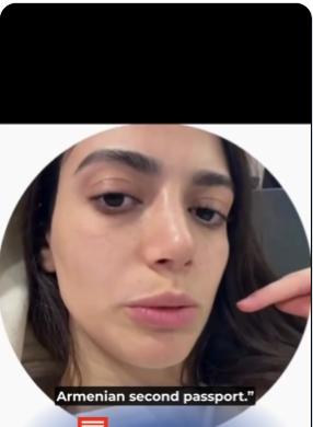 【🇦🇲🤬 亚美尼亚人在莫斯科谢列梅捷沃机场受到压力】视频中的一位女士说，在