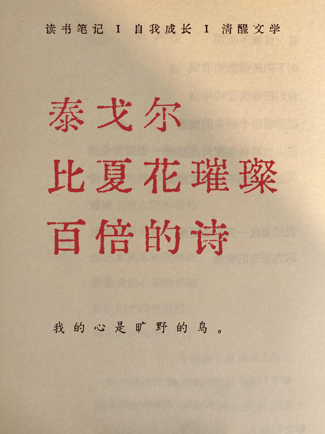 泰戈尔比夏花璀璨百倍的诗 