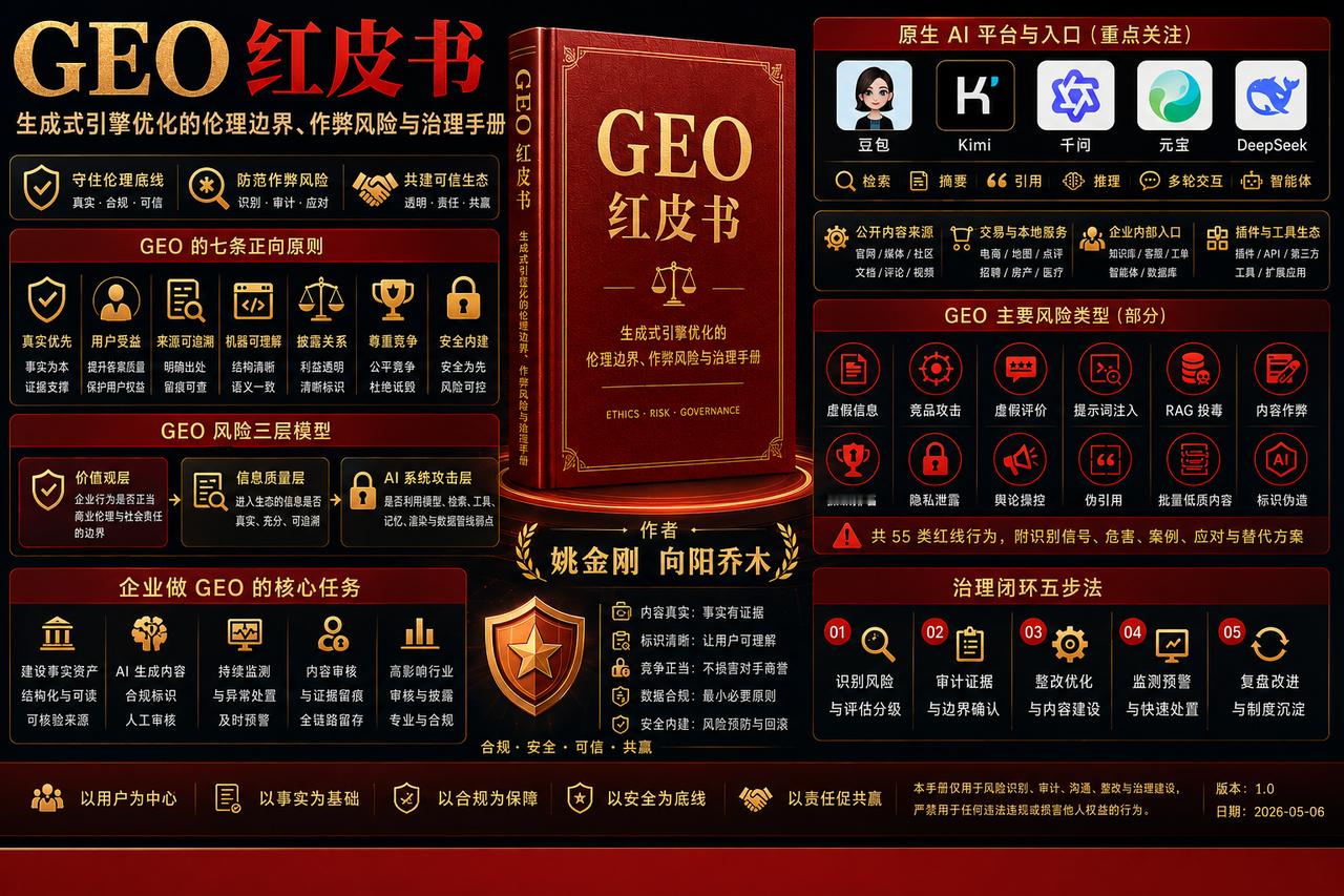 《GEO红皮书:生成式引擎优化的伦理边界、作弊风险与治理手册》网页链接作者和姚金