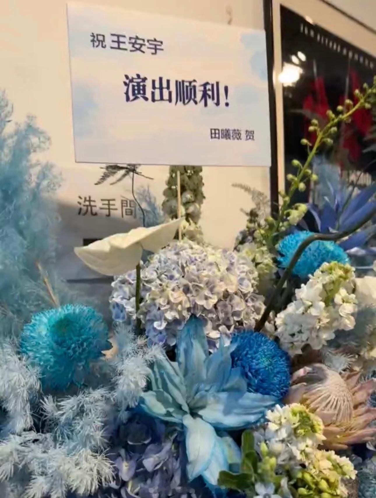 田曦薇给王安宇送花篮田曦薇给王安宇见面会送花篮友谊长存呀