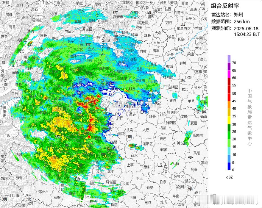 今天下午，河南大部分地区的降雨回波可是够强的大家要注意了。你想知道的端午假期天气