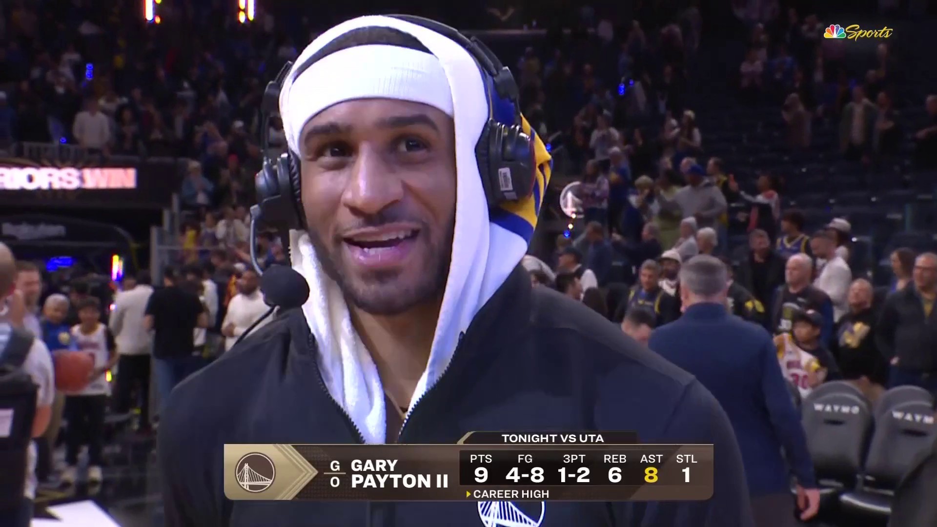 小佩顿今天8个助攻，成功弥补了追梦的发牌功能