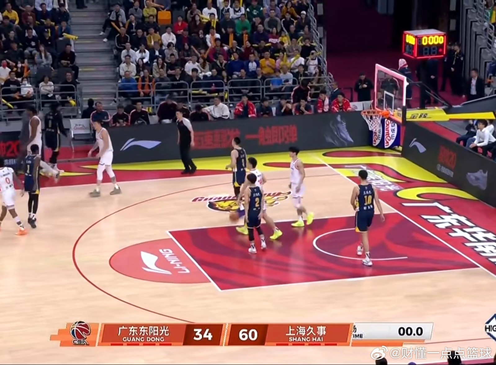 意外不意外，惊喜不惊喜？广东男篮上半场三分球20中1，半场只拿到，34分！半场结