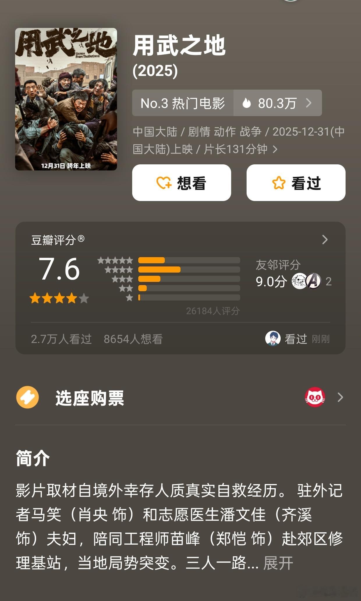 听听温特怎么说 申奥导演《用武之地》豆瓣开分7.6分。 