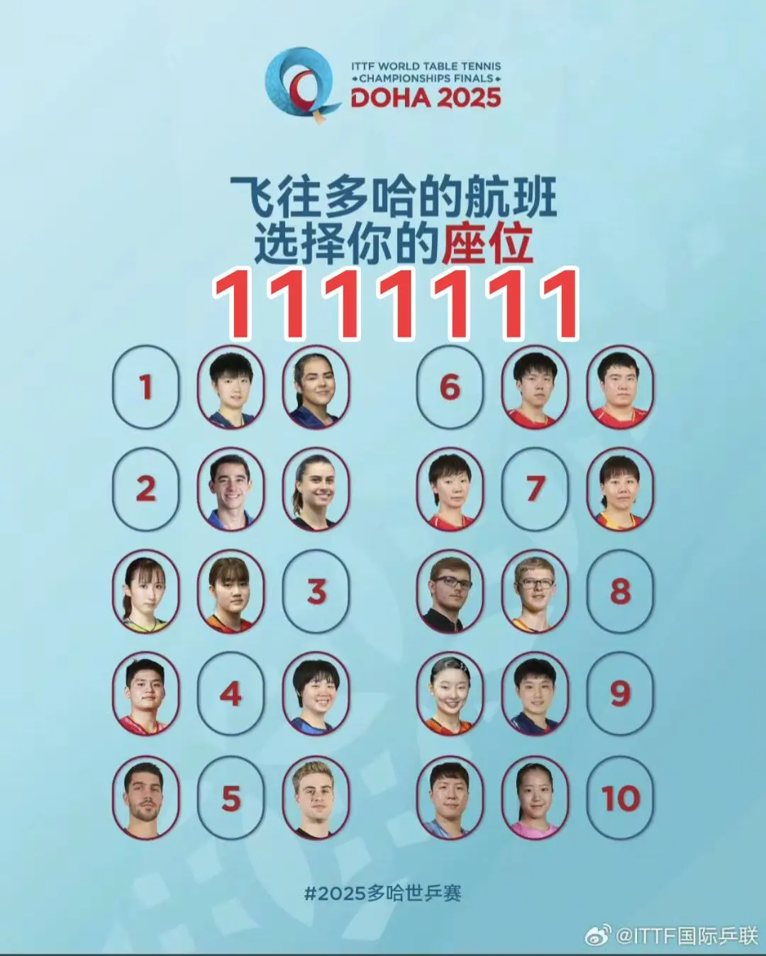你能想到这是国际乒联发的😂没有犹豫，111111😂